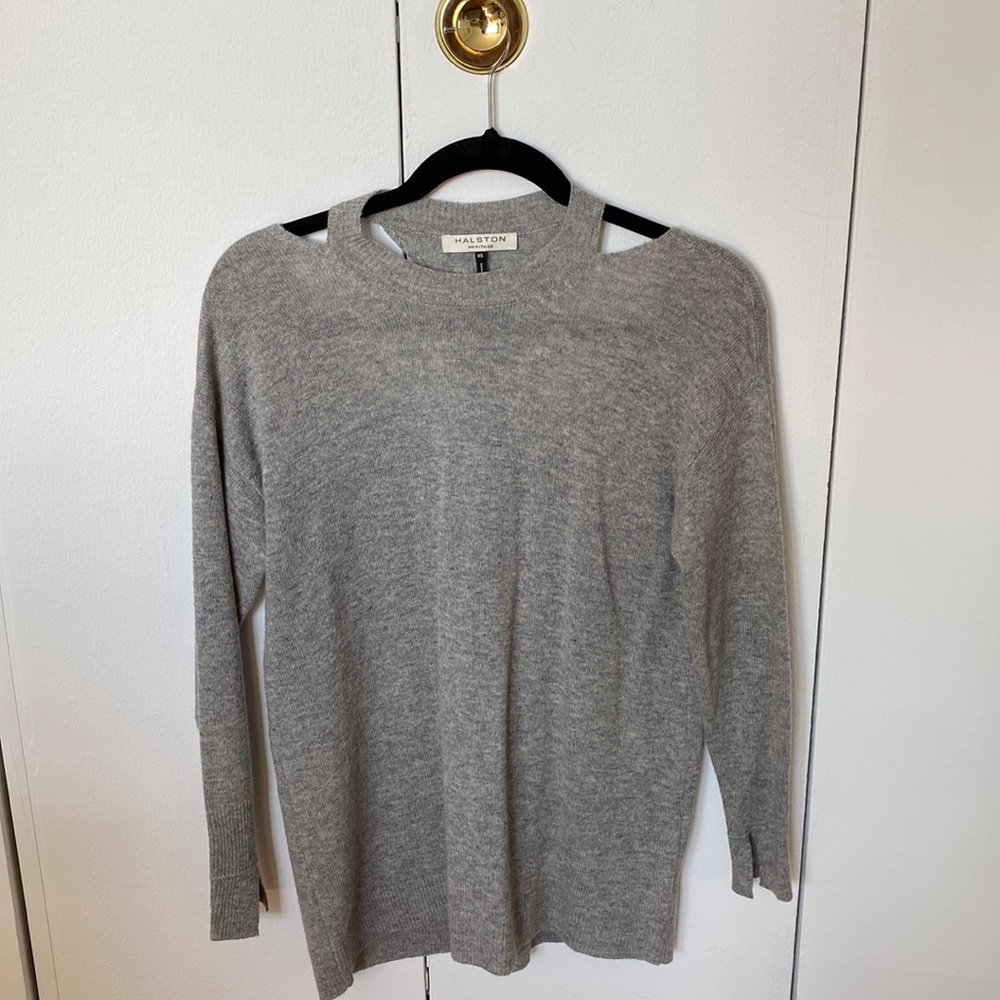 Halston Heritage merino wool sweater LIKE NEW gray XS